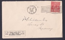 1933 KING GEORGE V 2d PRE-DECIMAL STAMP BANK OF N.S.W. COMMERCIAL COVER #B223