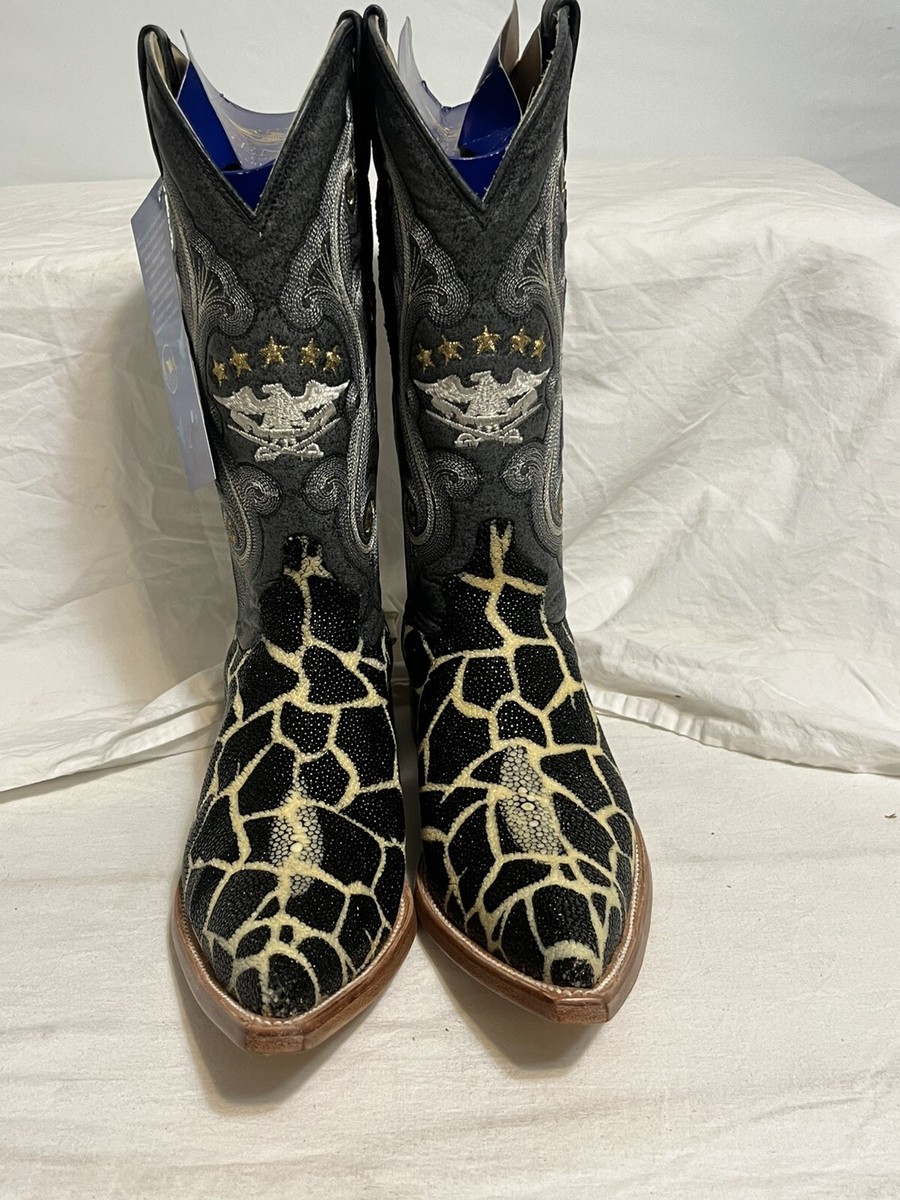 Stingray Leopard Print Pointed Toe Cowboy Boots by El  display picture 1