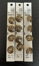 Crest Antiqued Gold Tone Shank Buttons 19mm Blazer Jacket Coat Metal Crafts NOS