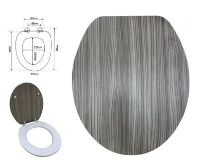 x Wasserabdeckung Toilettendeckel WC-Sitz Bad Feinsteinzeug Holzoptik dfh
