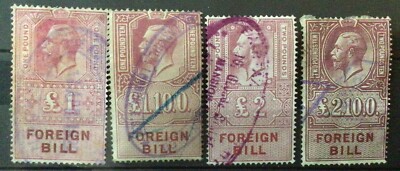 See Description *BIG OFFER*GB KGV FOREIGN BILL 4 Diff HVs Silly Price 4pcs