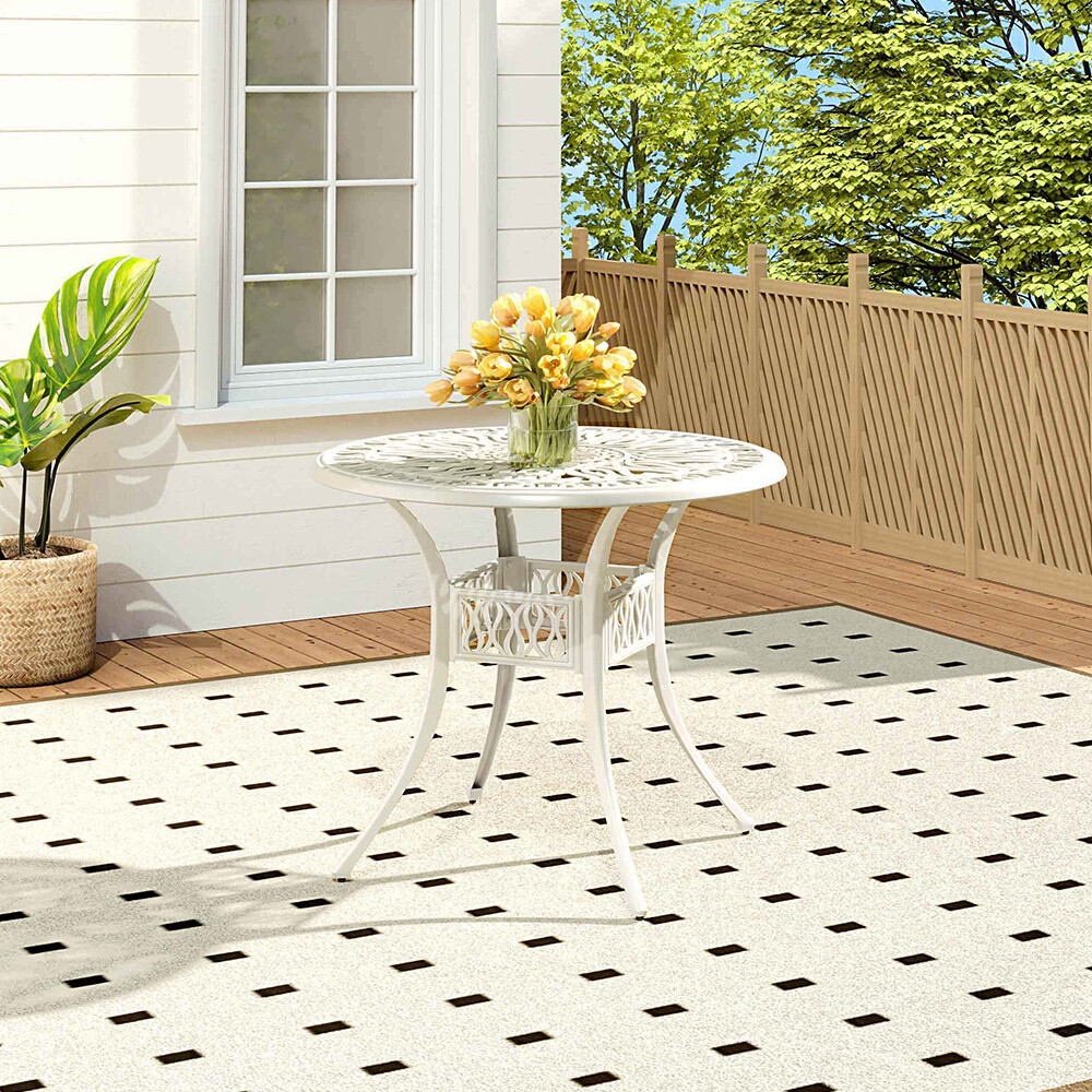 3FT Outdoor Dining Table All-Weather Cast Garden Aluminum Table w