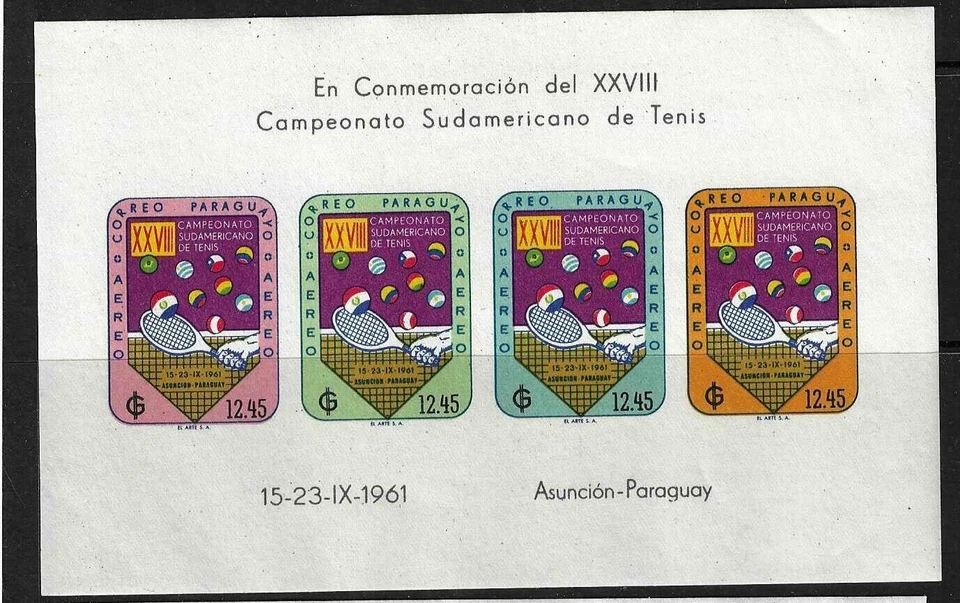 Paraguay / 28th South American Tennis Championship . Imperforated . MNH - Image 2 of 2