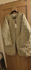New Michael Stars 2x sonnet snap front quilted coat in light olive