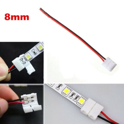 20Pcs 8mm 3528 LED Light Strip to Wire Connector PCB Adapter 2 Pin Single Color