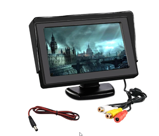 Monitor Auto 4,3 Pollici Per Retromarcia: Display TFT LCD Con Parasole E Ingresso Doppio Per Telecamera
