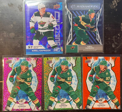 2021-22 Ice/SPx Kirill Kaprizov LOT (5) Subzero/Radiance/Green/Lavander/Orange