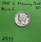 1945 S Mercury Silver Dime XF EF Extremely Fine 10c Mico S US Coin Collectible