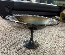 Oneida Silverplate Floral Pattern Footed Compote Pedestal Silver Plate 5" Tall