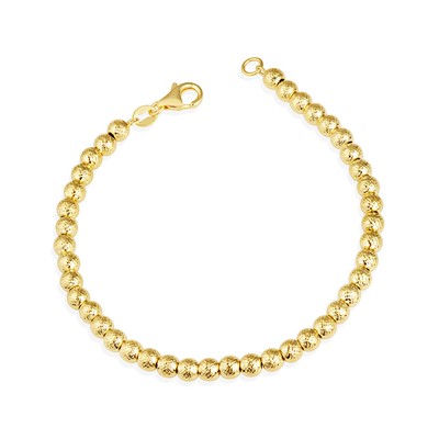 14K Gelbgold Damen Kugel Perlen Diamantschliff Armband