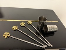 Luxury Brass & stainless Steel Stirrer For cocktail Or gin &tonic. + 2 Shot Cup