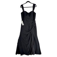 Azazie Gown sz A14 Women Off Shoulder Sweatheart Chiffon Mermaid Dress Black NEW