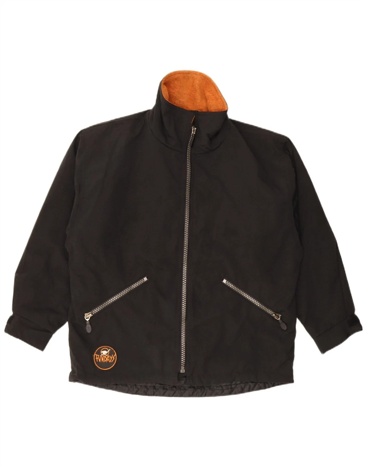 Vintage Mens Loose Fit Windbreaker Jacket UK 36 Small Black Polyester CE20