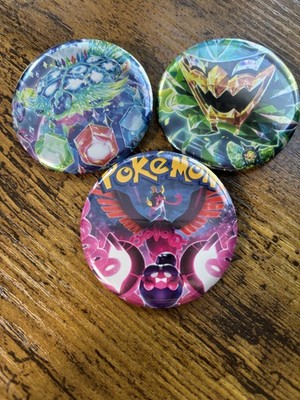 3 Pokemon Foil Pin Buttons Japanese Booster Night Wanderer Ogerpon Stellar Crown
