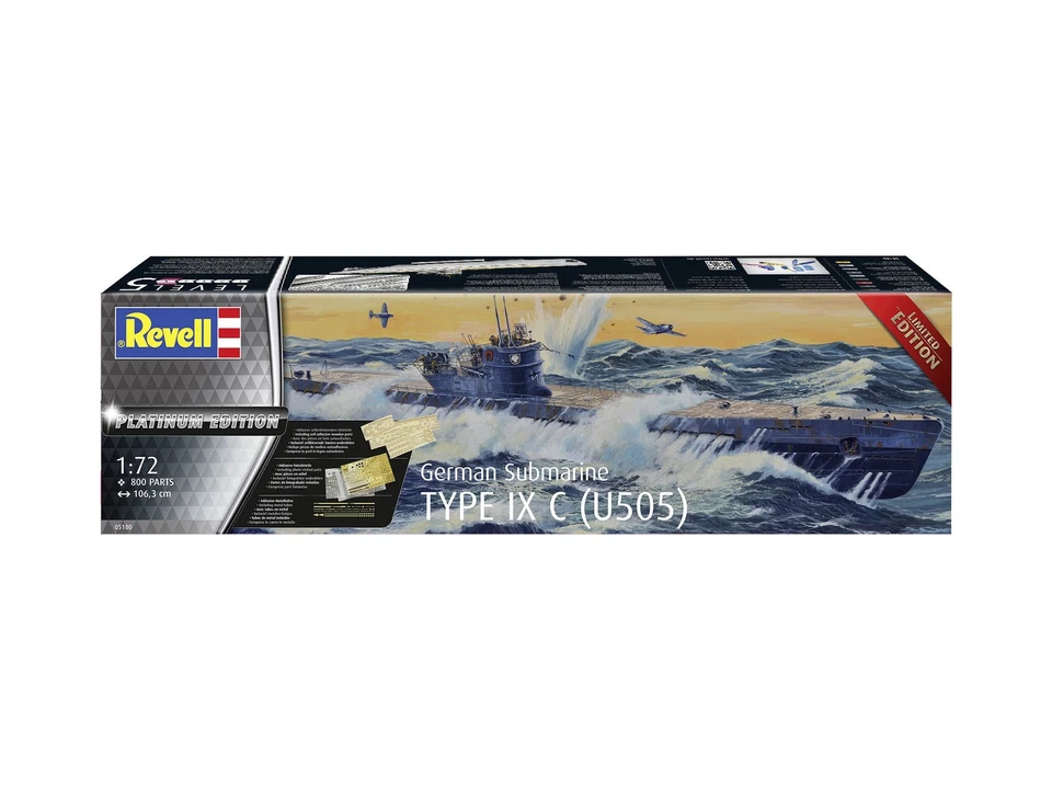 Niemiecki okręt podwodny Type IX C (U505) Platinum Edition - Revell 05180 skala - Immagine 3 di 4