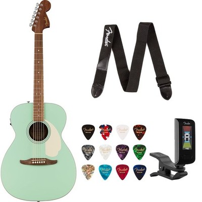 Fender Monterey E Spruce Top Surf Green w/ Strap Tuner Bundle