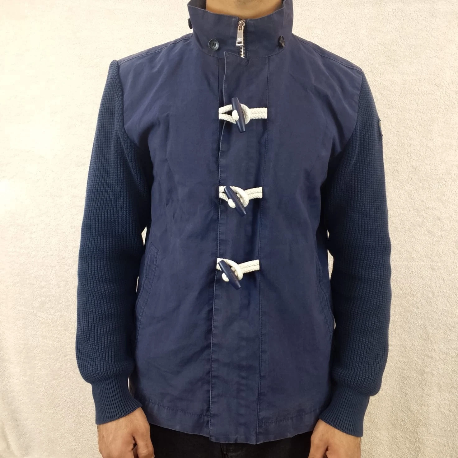 Rare Vintage Paul & Shark Hybrid Duffle Coat Jacket Wool Knit Men's Size M Italy - product detail image 9