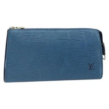 LOUIS VUITTON Epi Pochette Accessoires Pouch Blue M52985 LV Auth 169639