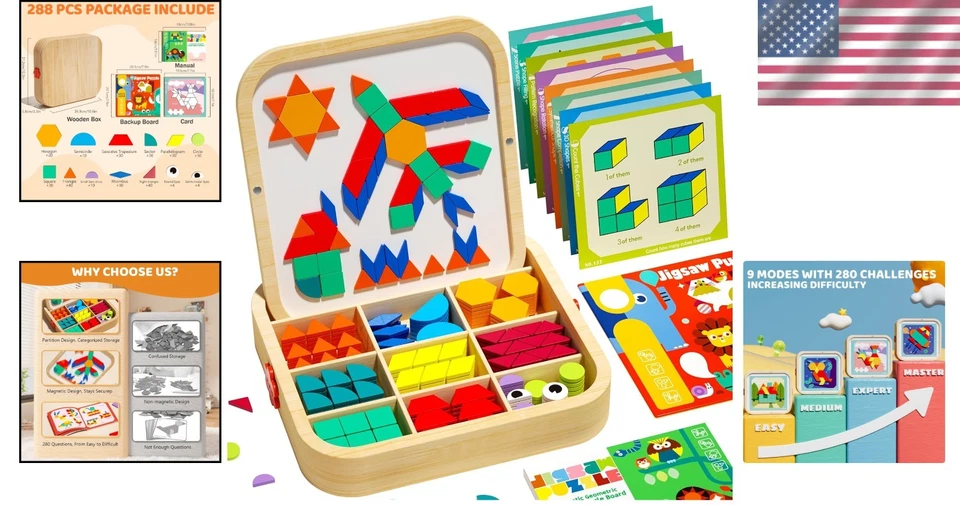 Educational STEM Toy for Toddlers 4-8 - Magnetic Puzzle Set - Image 2 of 4