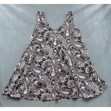 Little Lies Womens 10 Paisley VNeck Sleeveless Mini Trapeze Dress Black WhiteNEW