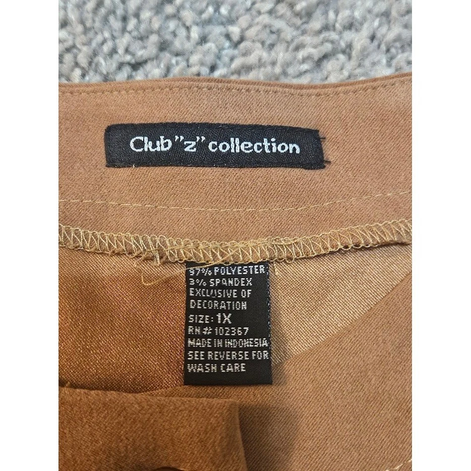 Club Z Collection Jacket Women 1X Tan Suede Embroidered Button Up Lightweight - Image 3 of 4