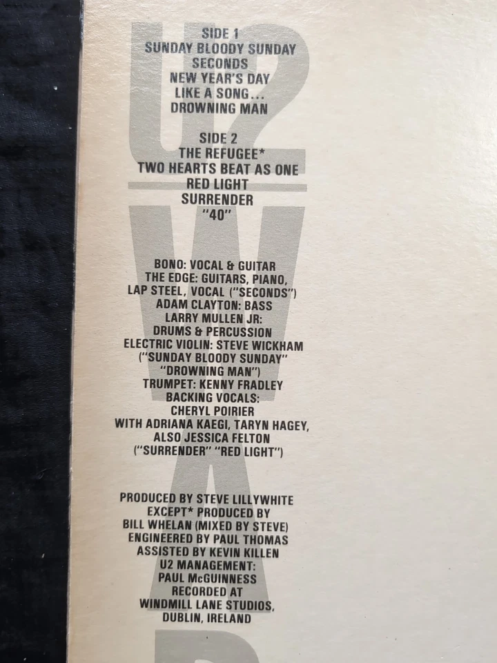 U2 War LP 1983 ILPS 9733 Island Records UK A1U/B2U TOWNHOUSE Vinyl K683 Foto 3 de 4