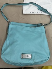 MARC JACOBS Q HILLIER SEA AQUA ITALIAN LEATHER HOBO BAG Genuine By Marc