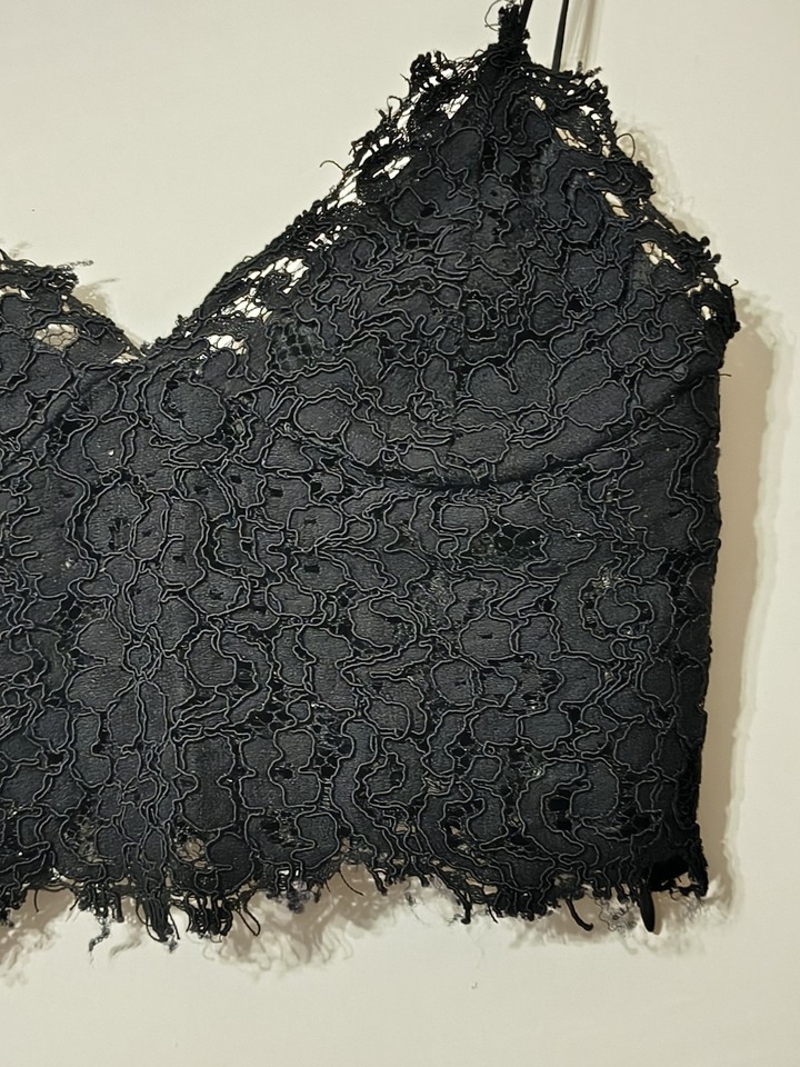 Crop Top In Pizzo Nero Zara Ebay 