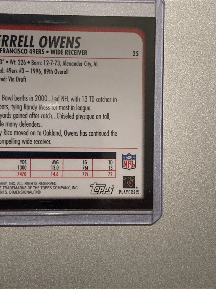 2003 Bowman Chrome Terrell  Owen’s  Refractors San Francisco 49ers # 25 - Image 4 of 4