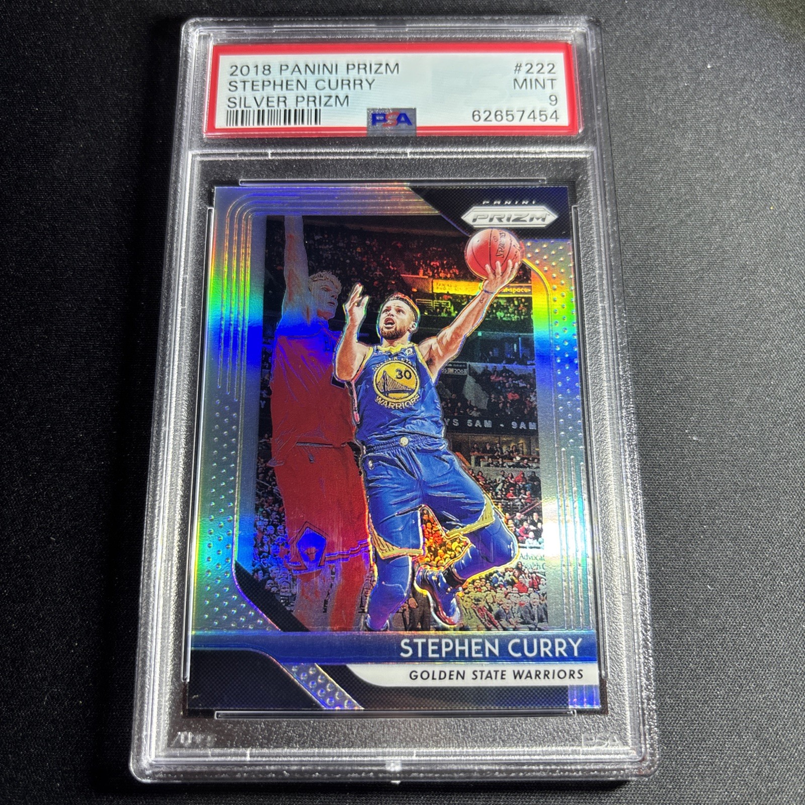 2018-19 Prizm Silver Stephen Curry PSA 9 Warriors #222