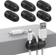 Delidigi 6 Pack Cord Holder Clips for Desk, Strong Adhesive Wire Cable Organizer