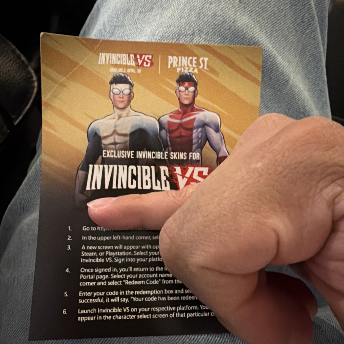 Invincible VS Exclusive Skin Code Card / Prince Street Pizza