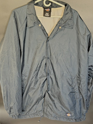 Dickies Mens Snap Front Windbreaker Coach Jacket Navy Nylon Water Resistant - XL