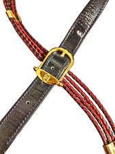 Gucci GG cintura donna vintage anni '70 pelle intrecciata rossa blu