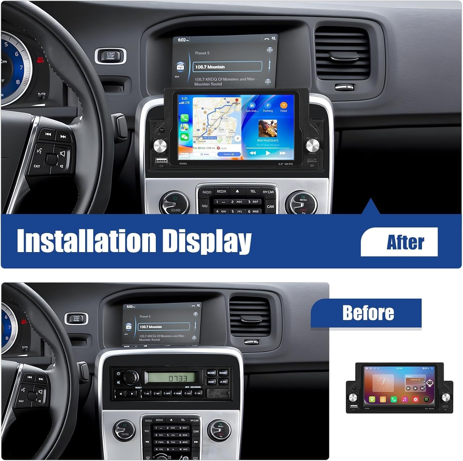 Autoradio Android 13 SIXWIN 2+64G avec CarPlay et écran HD 5.9" fluide - 2