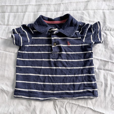 Ralph Lauren Boys Striped Blue/White Short Sleeve Polo Shirt 0-3M Cotton