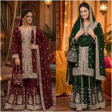 Salwar Kameez Indian Pakistani Wedding Party Wear Dress Bollywood Sharara Suit