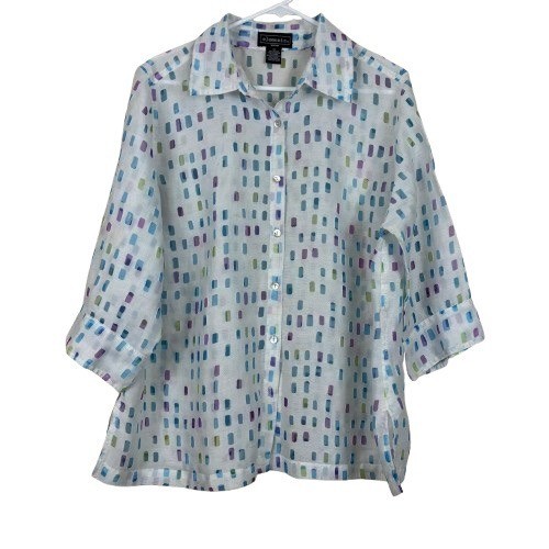 Artsycore Linen Blend Stained Glass Button Down Top in XL