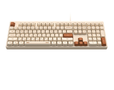 ABKO USB Wired Korean Keyboard Membrane 108-Key LED Ergonomic Design / Oatmeal
