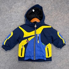 Obermeyer Kids Snow Ski Jacket Youth size 2 Puffer Coat Blue Yellow Insulated