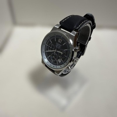 Casio EDIFICE EF-500 Wristwatch Quartz Analog Black Leather Band Used From Japa