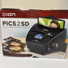 ION Pics2SD Photo Slide & Film Scanner Original Box and Accessories Pics 2 SD