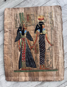 Handmade Handpainted Egyptian Papyrus Art Set of 4 Ancient Egyptian Figures