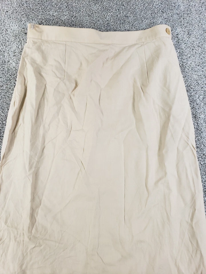 Falda Louis Feraud Mujer 14 Beige Forrada Vintage Lana Staight Foto 2 de 4