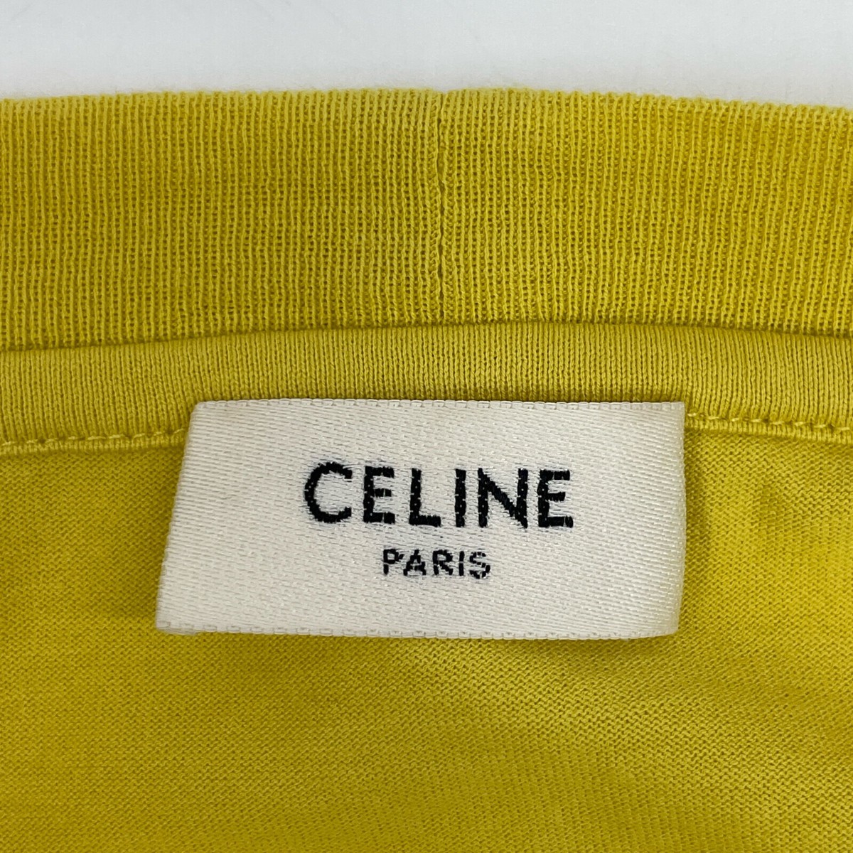 【ヴィンテージ】Rank:B☆Celine XS イエロー ロゴ フーディ CELINE 2X681501F Yellow CELINE Logo Print T-Shirt tops XL