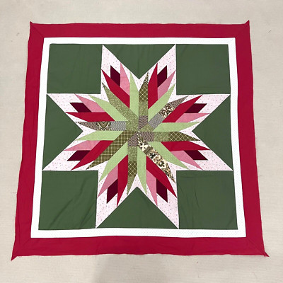 Handmade Boughs of Holly Baby Quilt Top 47x47'' Pieced~ BABY/BED/Wall Decor