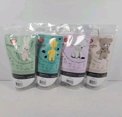 Lot of Red Heart Amigurumi Crochet Kits Yarnspirations Bunny Giraffe Kitten Bear