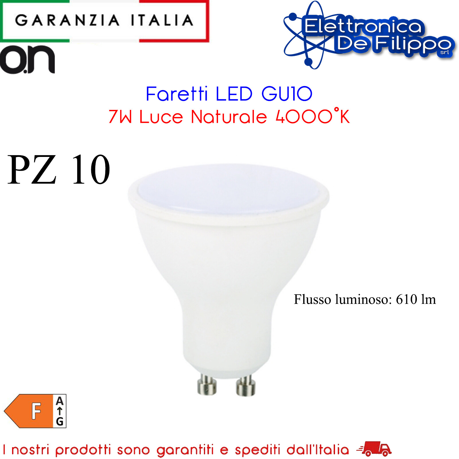 10 Faretti LED GU10 7W Luce Naturale 4000K