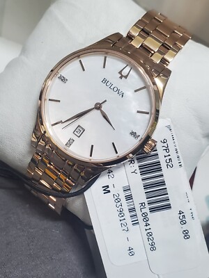 Bulova Women's Quartz Diamond Accent Date Display Gold-Tone 36MM