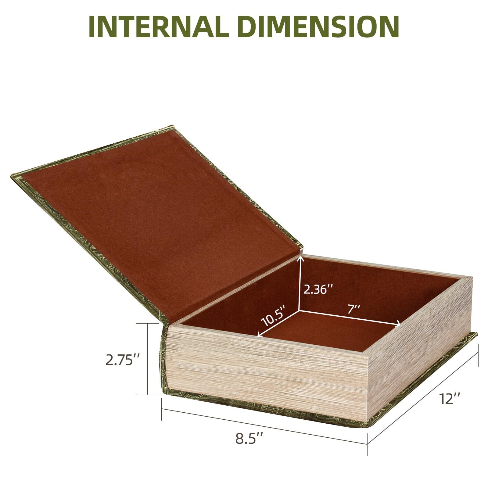 Decorative Book Boxvintage Style Fake Book Box Faux Leather Embossing Box12" La